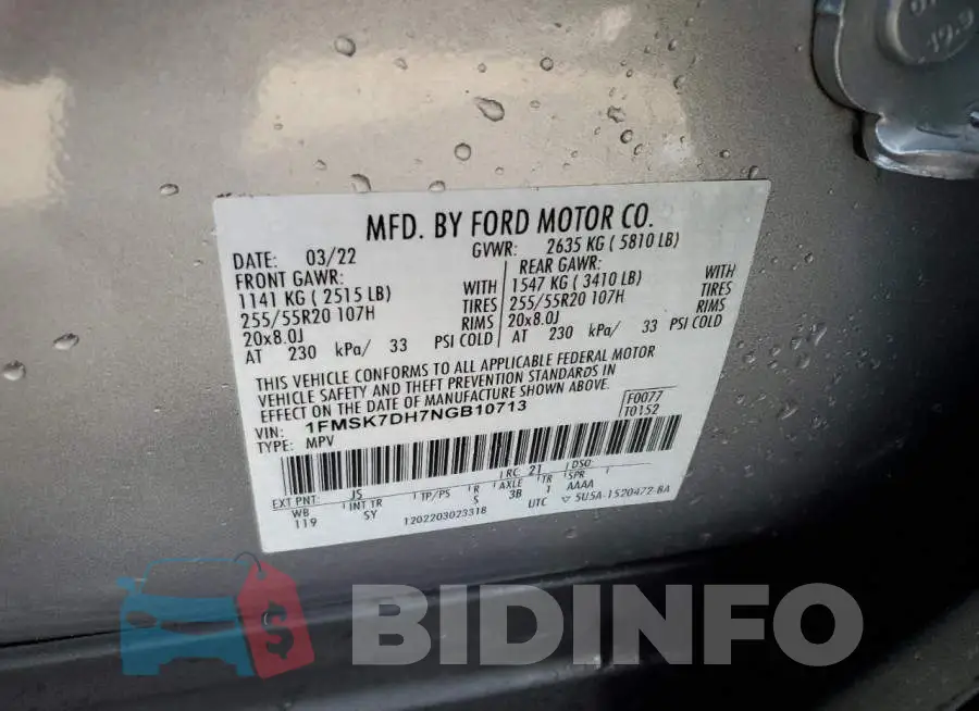 1FMSK7DH7NGB10713 Photo# 13