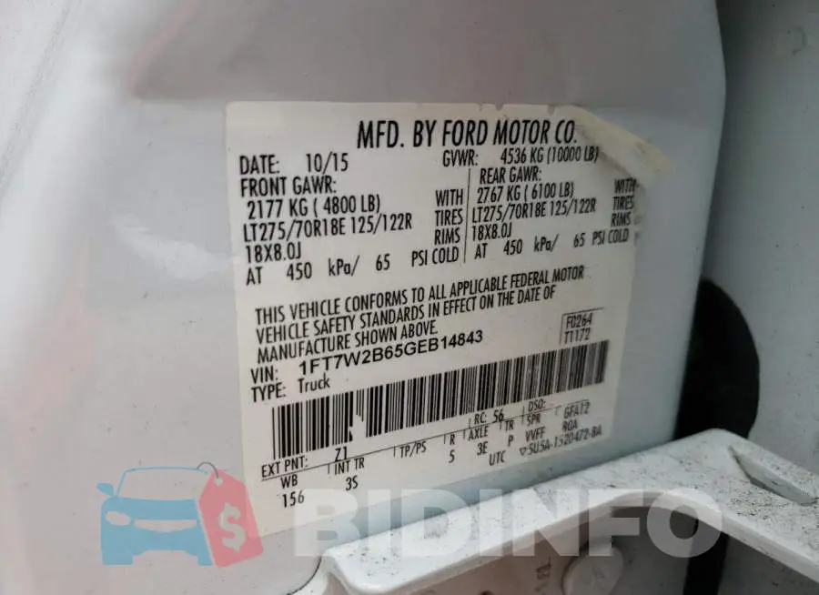 1FT7W2B65GEB14843 Photo# 12