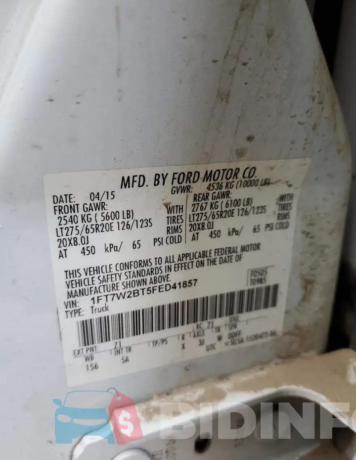 1FT7W2BT5FED41857 Photo# 12