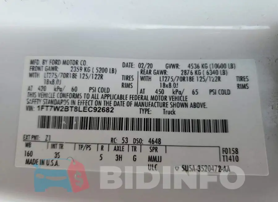 1FT7W2BT8LEC92682 Photo# 12