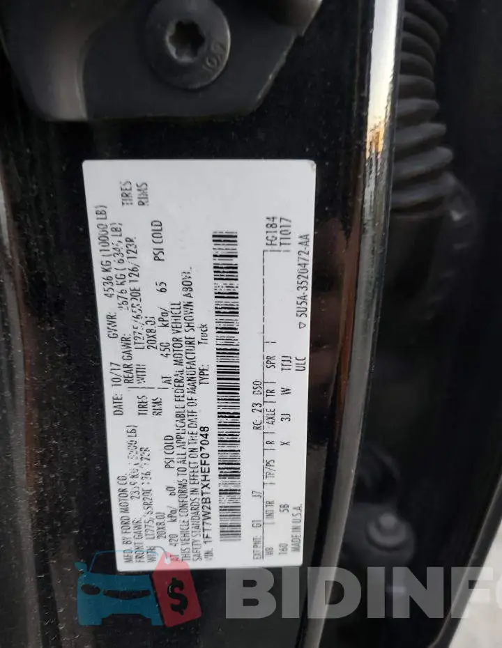 1FT7W2BTXHEF07048 Photo# 12