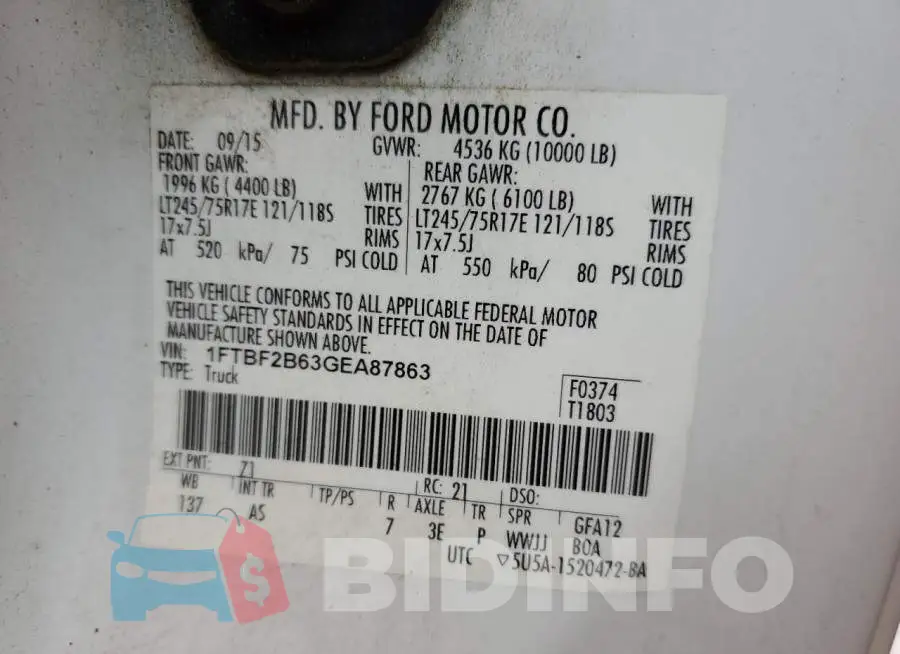 1FTBF2B63GEA87863 Photo# 12