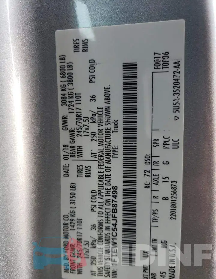 1FTEW1C54JFB87498 Photo# 12