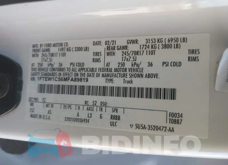 1FTEW1C56MFA89819 Photo# 12