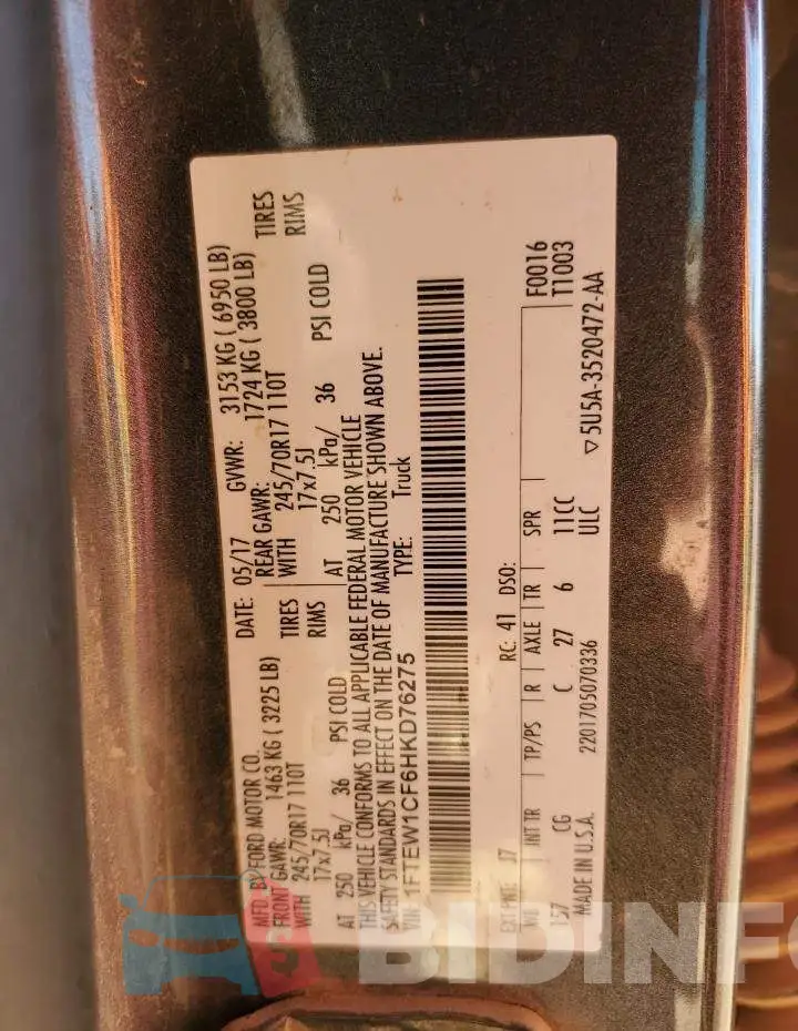 1FTEW1CF6HKD76275 Photo# 12