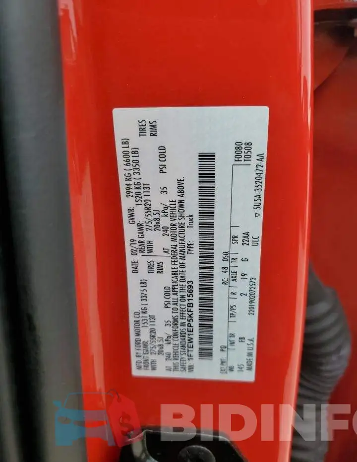 1FTEW1EP5KFB15693 Photo# 12