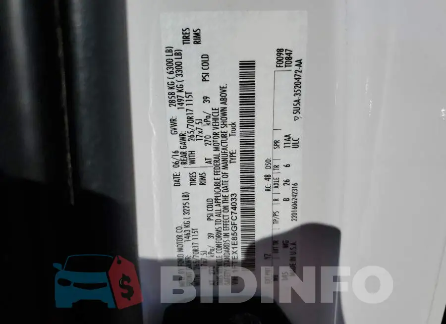 1FTEX1E85GFC74033 Photo# 13