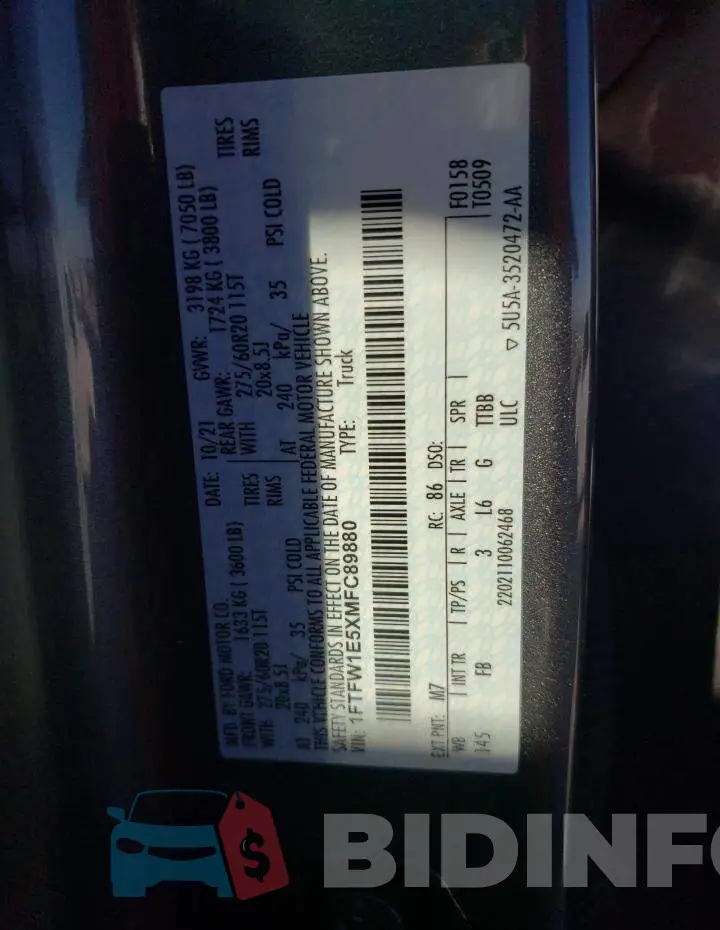 1FTFW1E5XMFC89880 Photo# 12