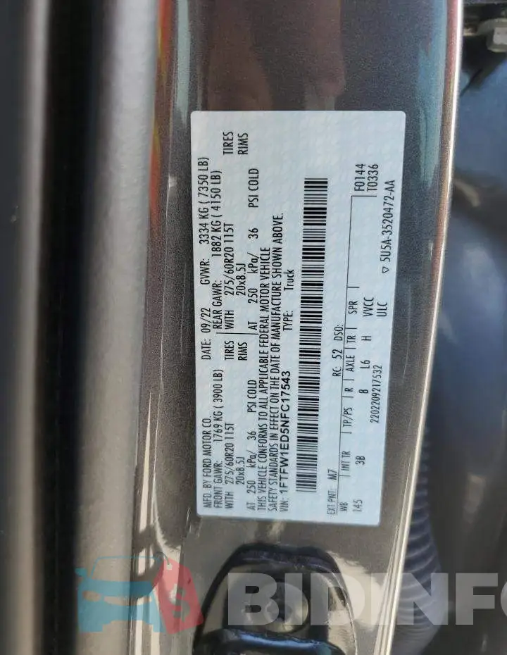 1FTFW1ED5NFC17543 Photo# 12