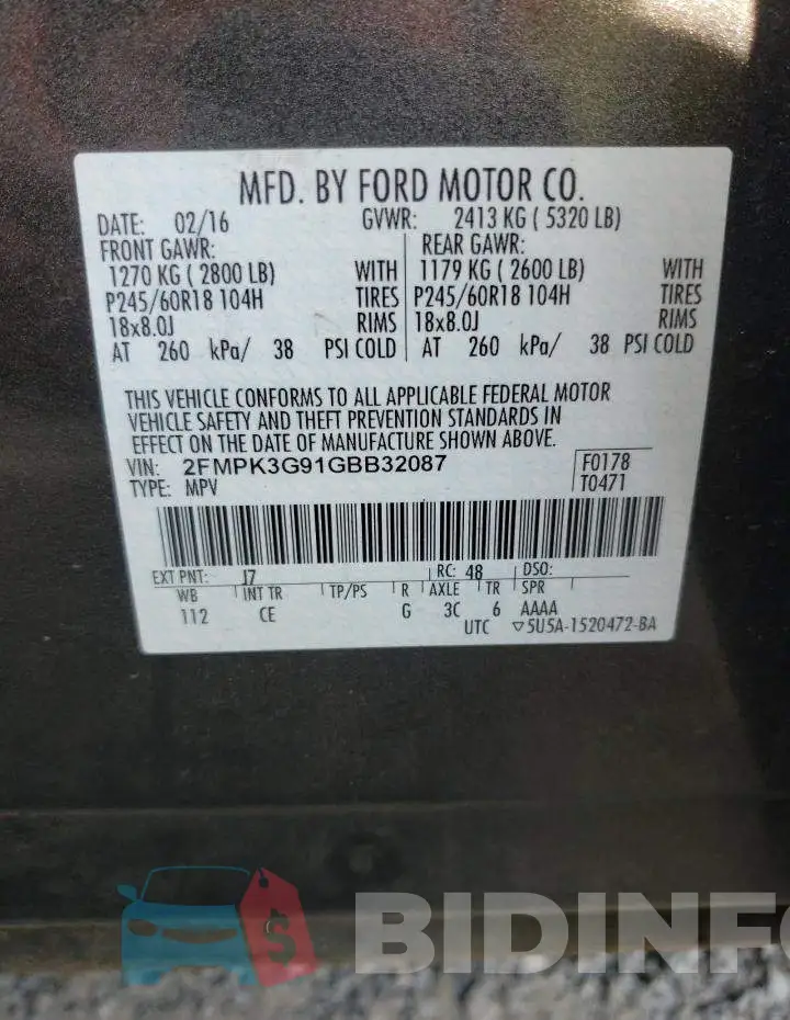 2FMPK3G91GBB32087 Photo# 13