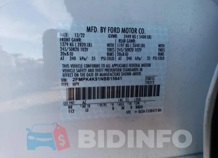 2FMPK4K91NBB15641 Photo# 13