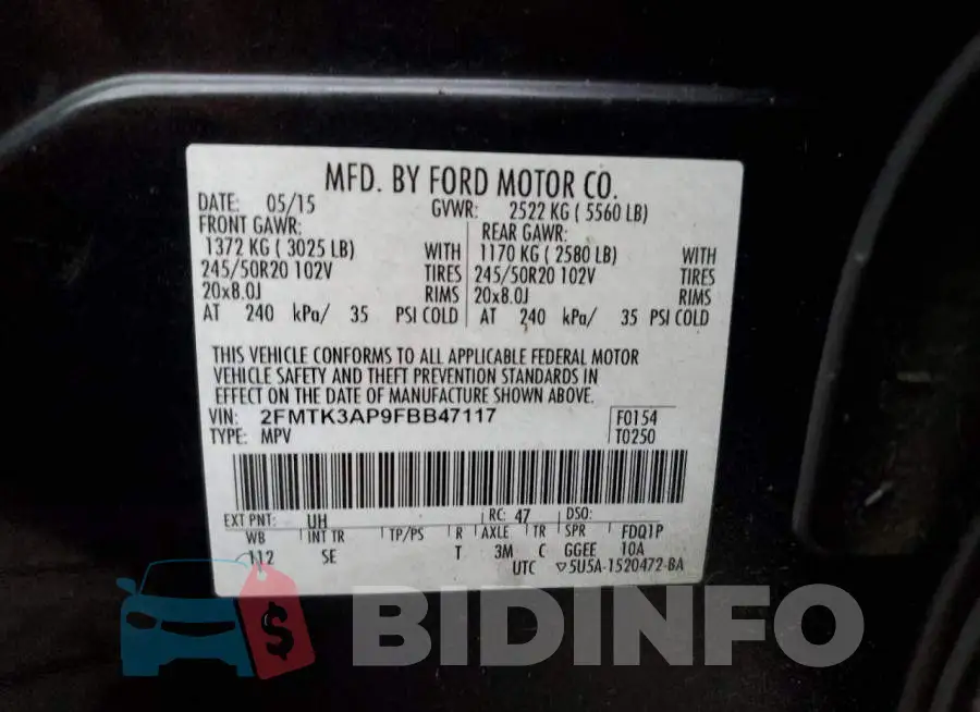 2FMTK3AP9FBB47117 Photo# 12