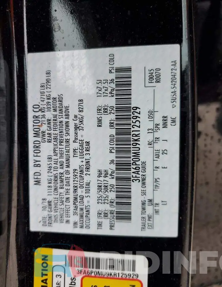 3FA6P0MU9KR125929 Photo# 13