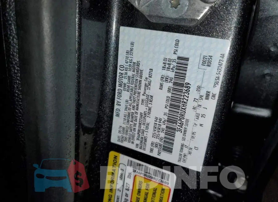3FA6P0RUXHR223689 Photo# 13