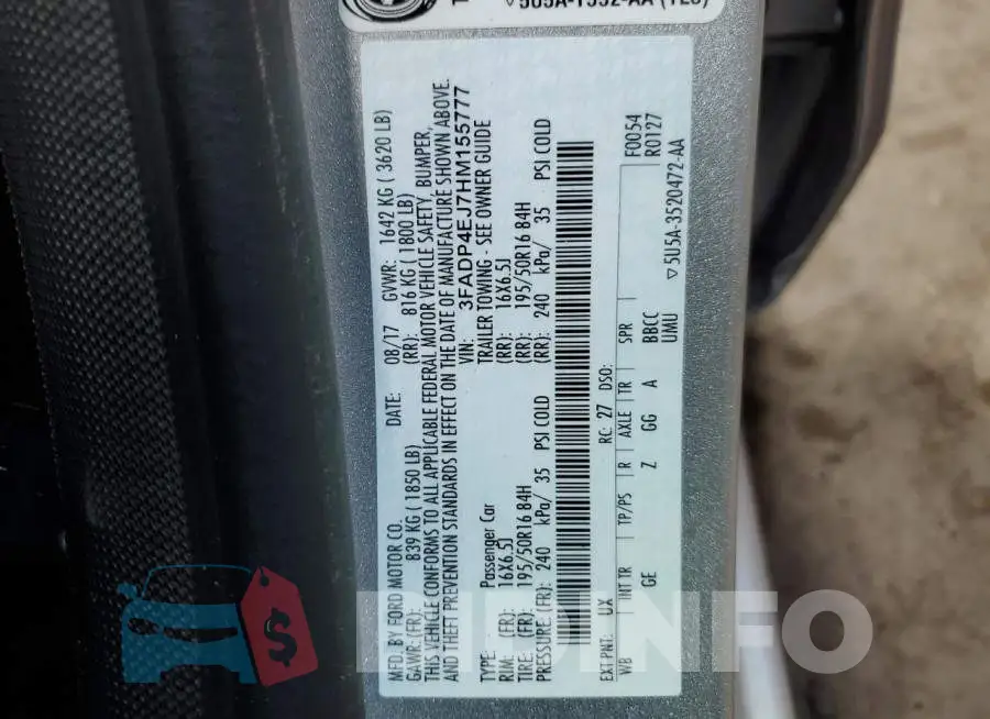3FADP4EJ7HM155777 Photo# 13
