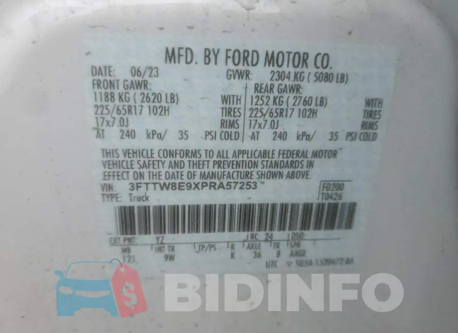 3FTTW8E9XPRA57253 Photo# 13