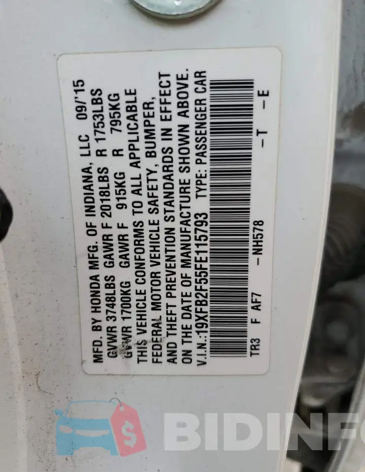 19XFB2F55FE115793 Photo# 12