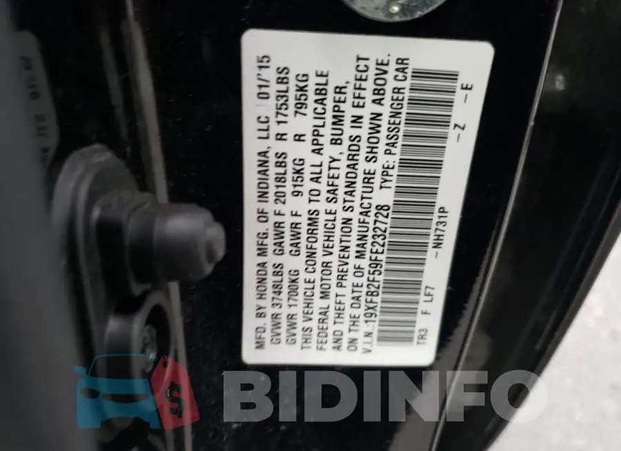 19XFB2F59FE232728 Photo# 12