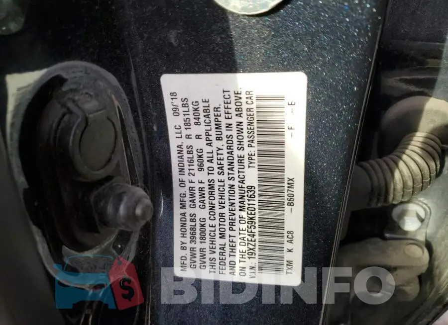 19XZE4F59KE011639 Photo# 12