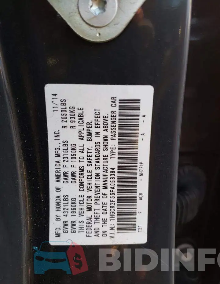 1HGCR2F55FA058384 Photo# 12