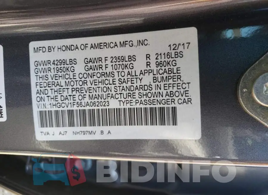1HGCV1F56JA062023 Photo# 12