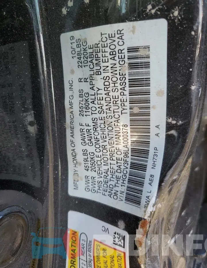 1HGCV3F96LA000378 Photo# 12