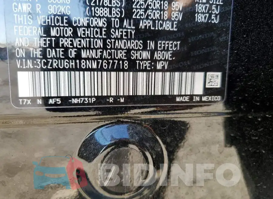 3CZRU6H18NM767718 Photo# 12