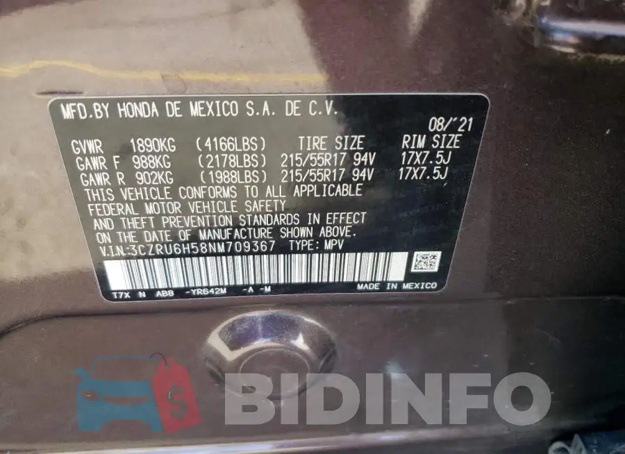 3CZRU6H58NM709367 Photo# 13