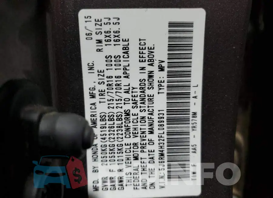 5J6RM4H32FL089931 Photo# 12