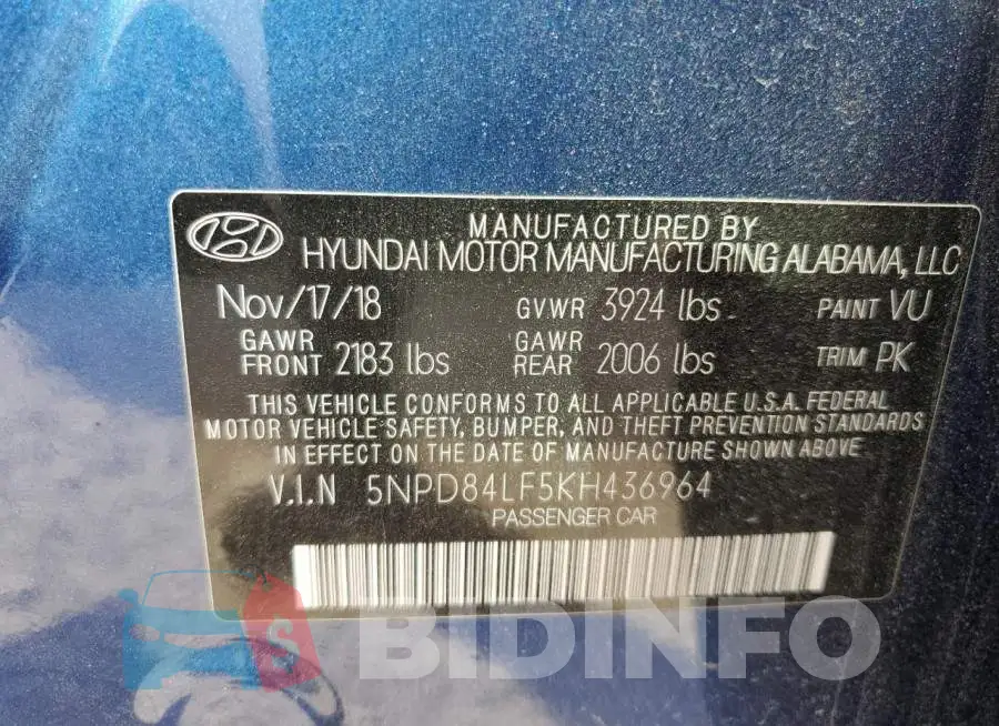 5NPD84LF5KH436964 Photo# 13