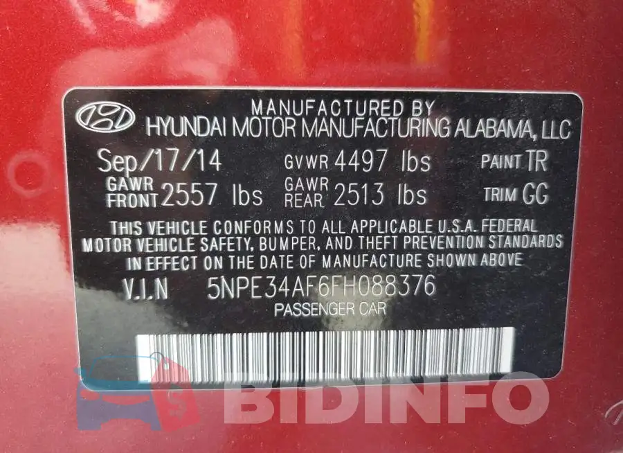 5NPE34AF6FH088376 Photo# 12