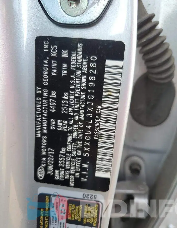 5XXGU4L3XJG198280 Photo# 13