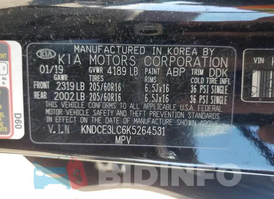 KNDCE3LC6K5264531 Photo# 13