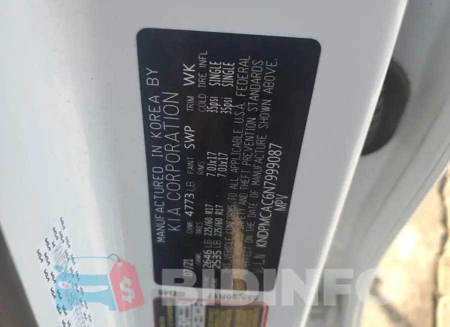 KNDPMCAC6N7999087 Photo# 12