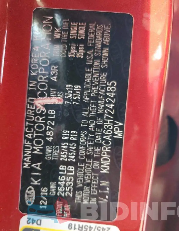 KNDPRCA63H7242485 Photo# 13