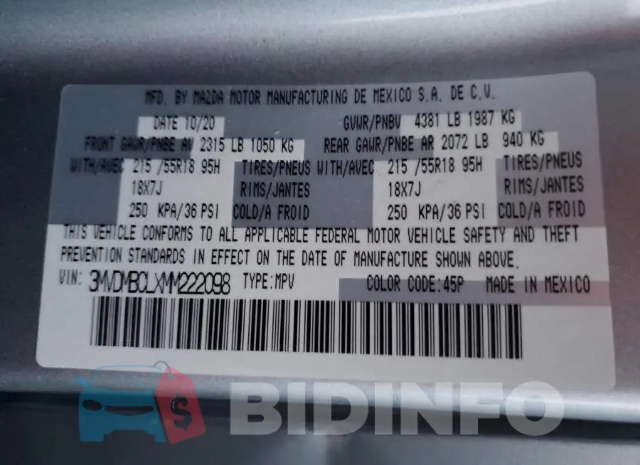 3MVDMBCLXMM222098 Photo# 13