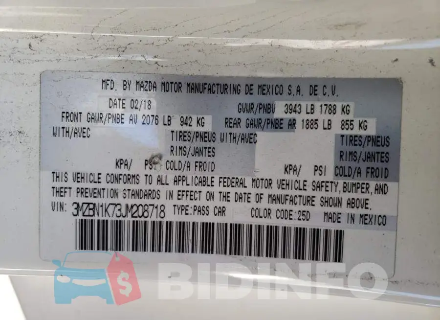 3MZBN1K73JM208718 Photo# 12