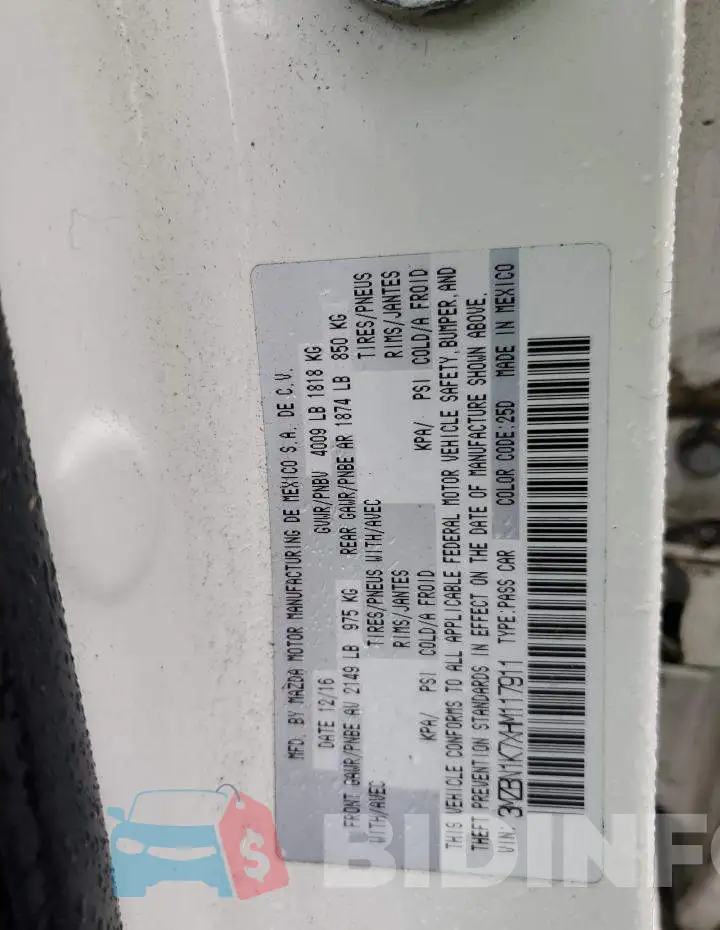 3MZBN1K7XHM117911 Photo# 12