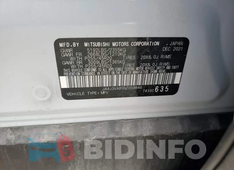 JA4J3VA85NZ059846 Photo# 12