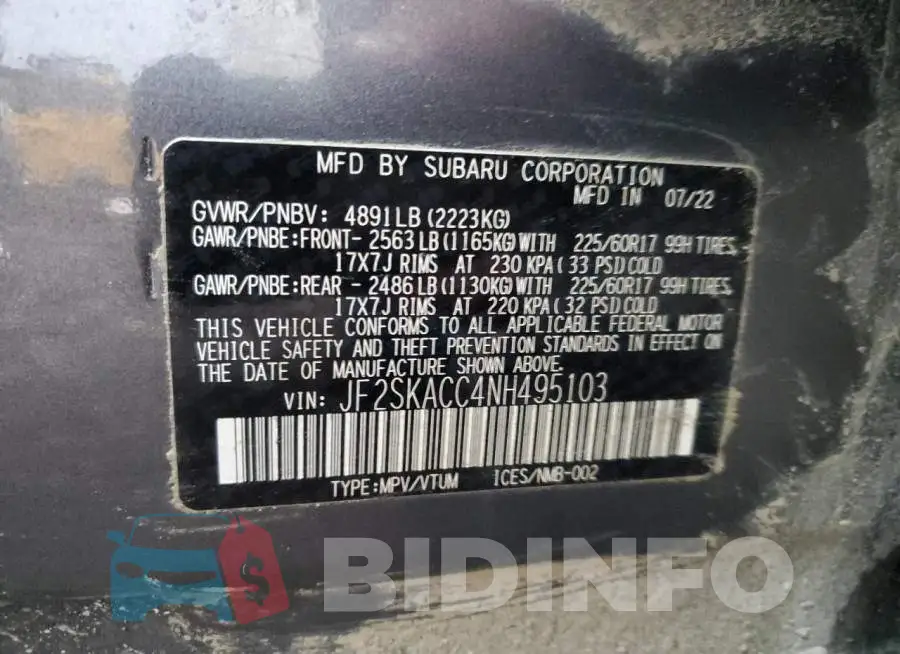 JF2SKACC4NH495103 Photo# 13