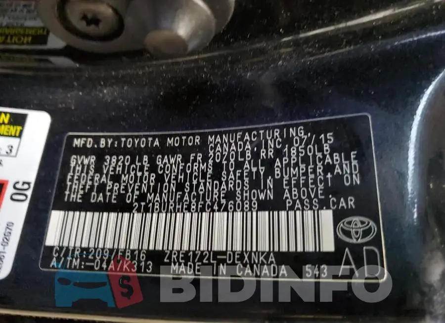 2T1BURHE8FC476089 Photo# 12