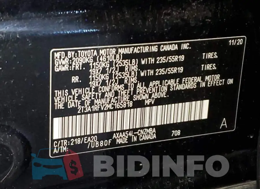 2T3A1RFV2MC165818 Photo# 12