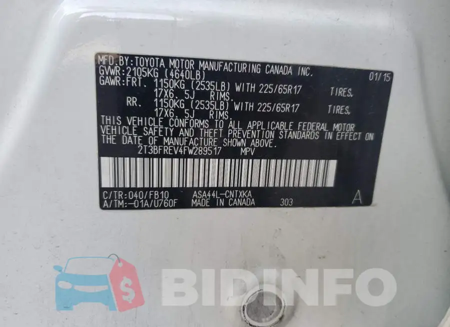 2T3BFREV4FW289517 Photo# 13