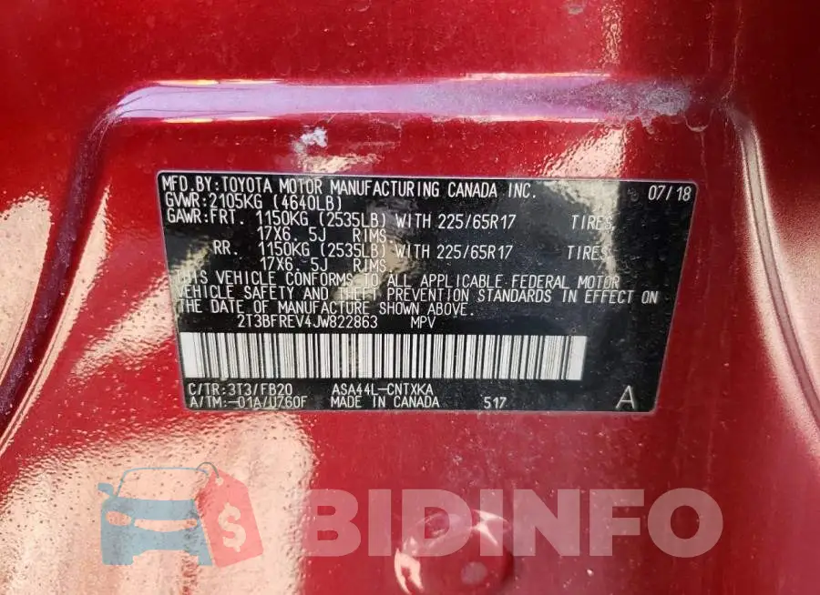 2T3BFREV4JW822863 Photo# 13