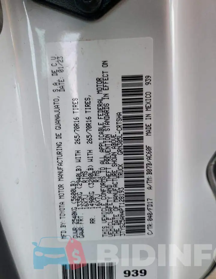 3TYSZ5AN4PT128193 Photo# 12