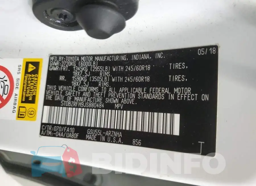 5TDBZRFH9JS880484 Photo# 14