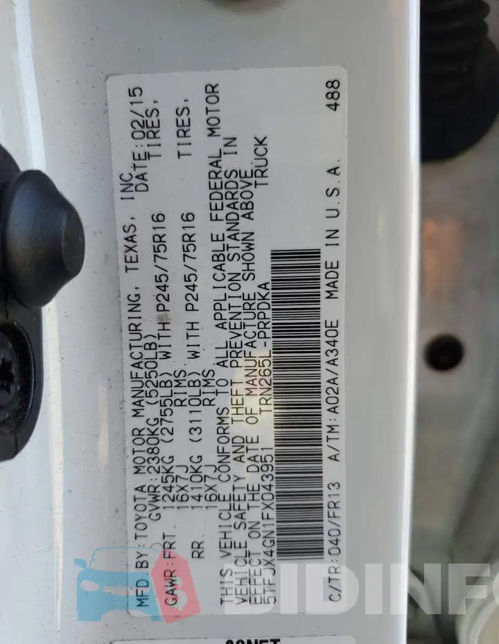 5TFJX4GN1FX043951 Photo# 13