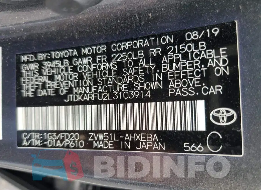 JTDKARFU2L3103914 Photo# 12