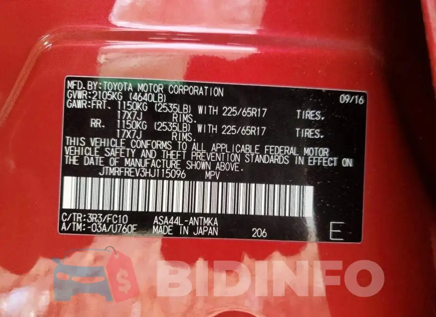 JTMRFREV3HJ115096 Photo# 13