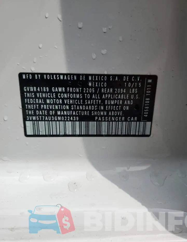 3VW5T7AU3GM022439 Photo# 13